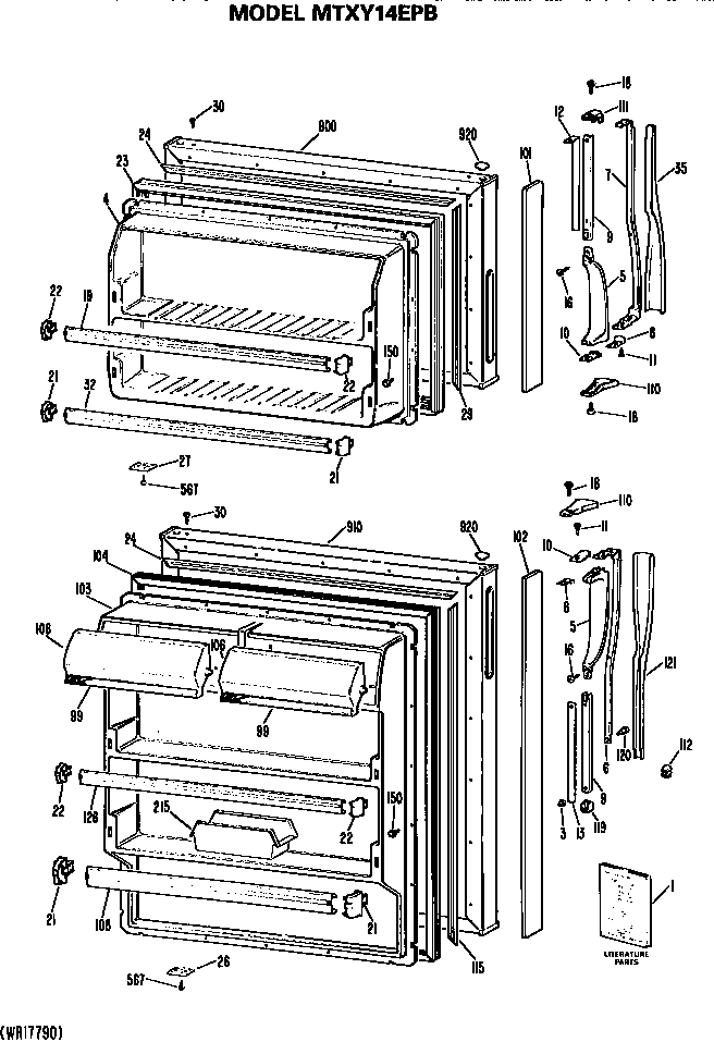 GE MTXY14EPBRWH doors diagram