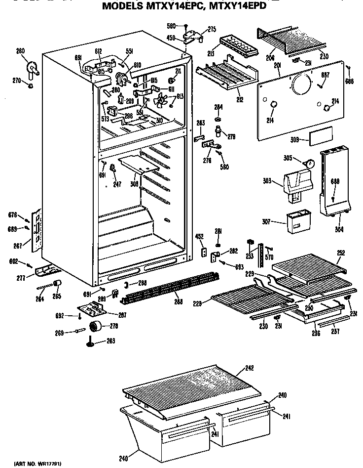 GE MTXY14EPDRHA cabinet diagram