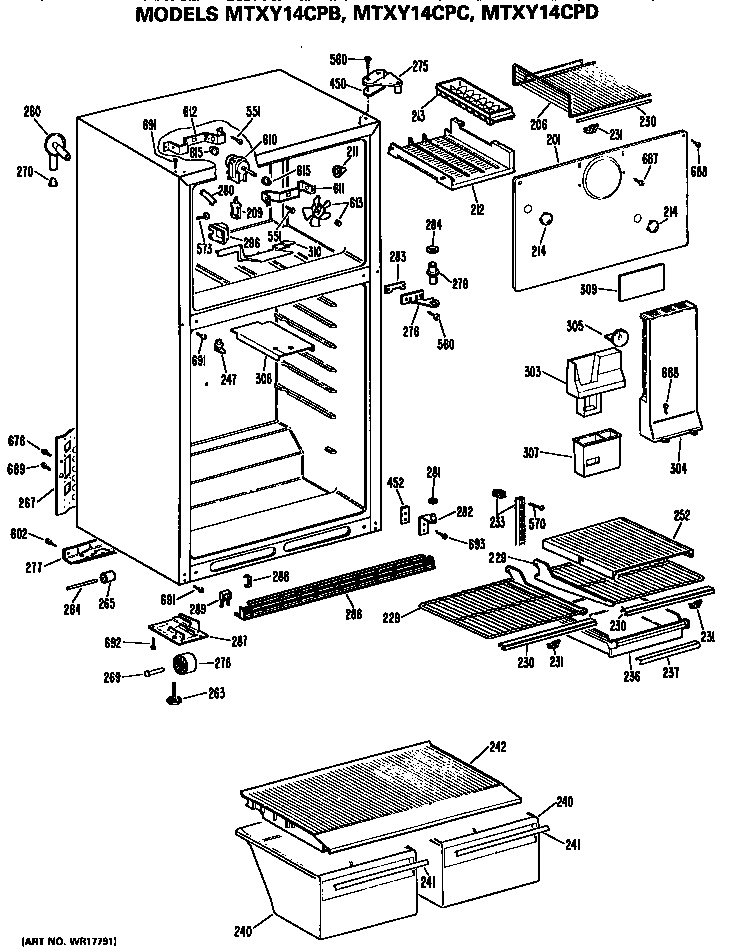 GE MTXY14CPCRAD cabinet diagram