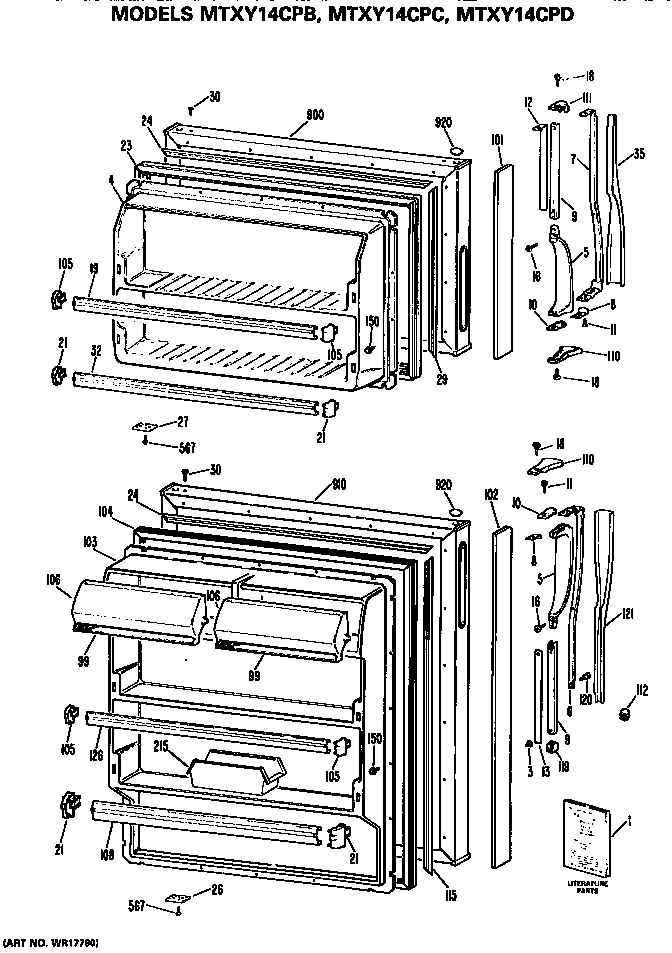 GE MTXY14CPCRAD doors diagram