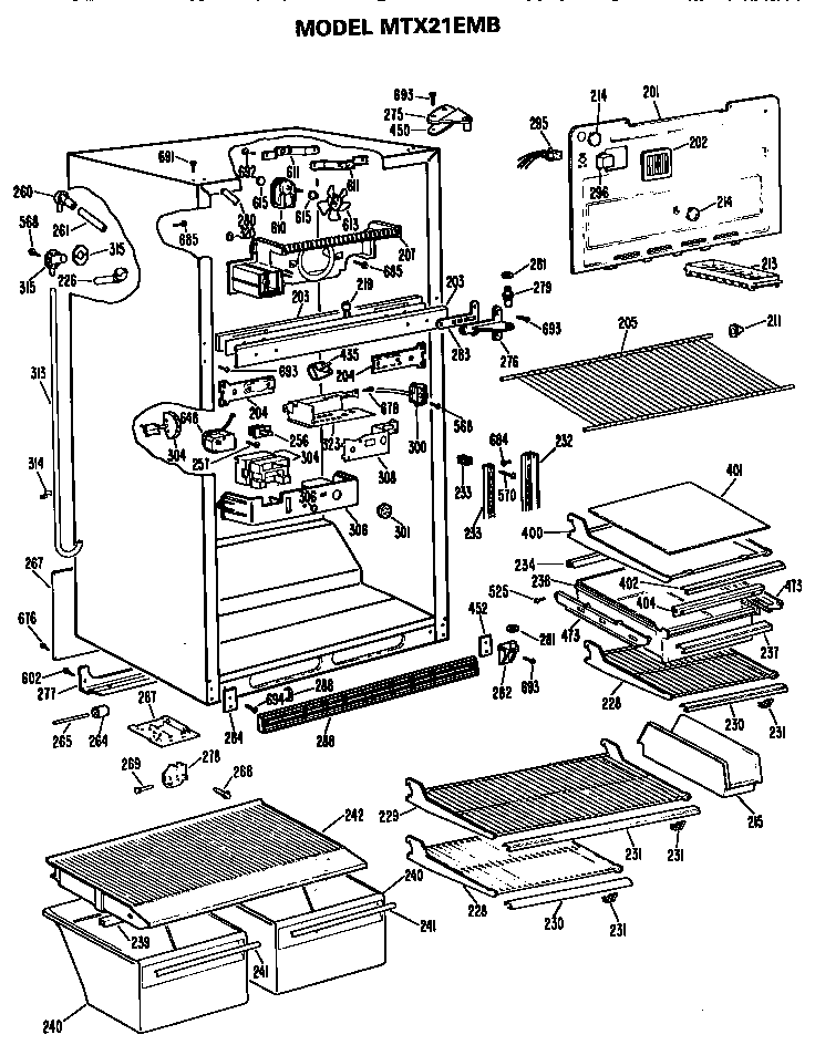 GE MTX21EMBRAD cabinet diagram
