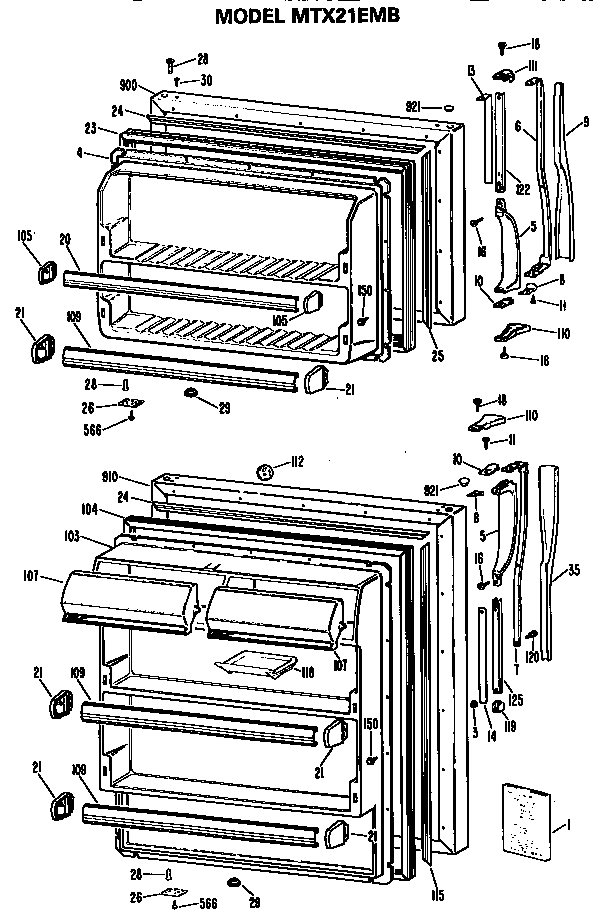 GE MTX21EMBRAD doors diagram