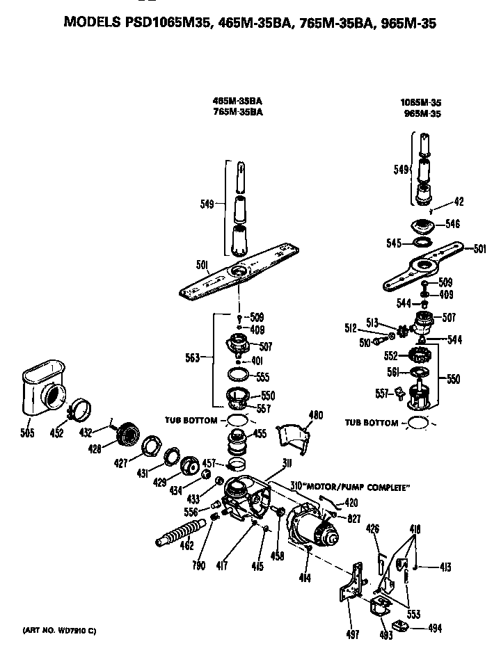 GE PSD765M-35BA motor/pump diagram