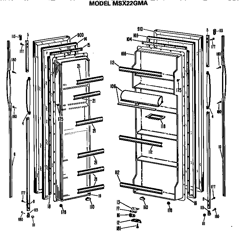 GE MSX22GMA doors diagram