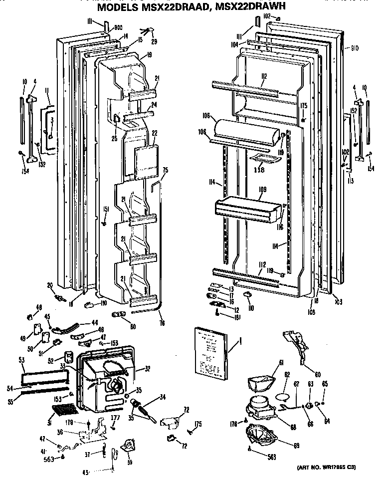 GE MSX22DRAAD doors diagram