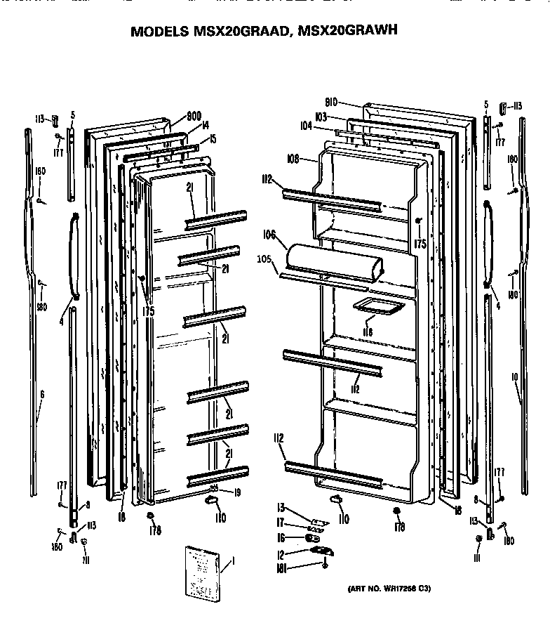 GE MSX20GRAWH doors diagram