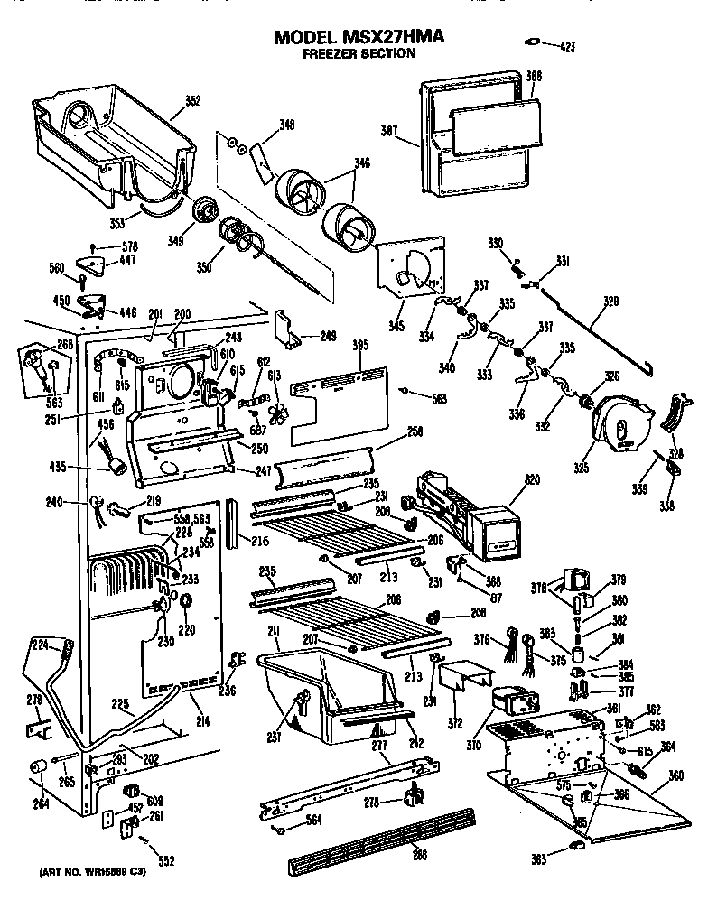 GE MSX27HMA freezer section diagram