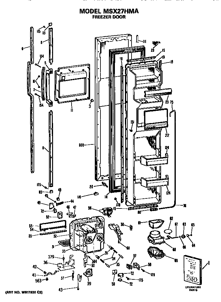 GE MSX27HMA freezer door diagram