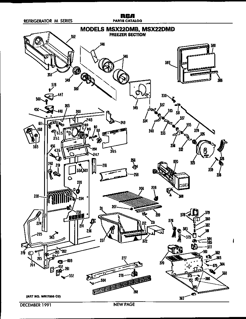 GE MSX22DMB freezer section diagram
