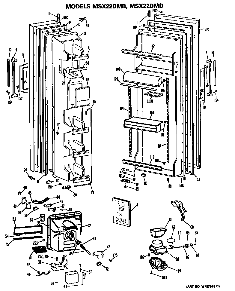 GE MSX22DMB doors diagram