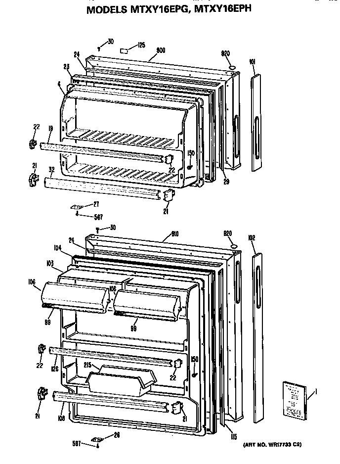GE MTXY16EPGRHA doors diagram