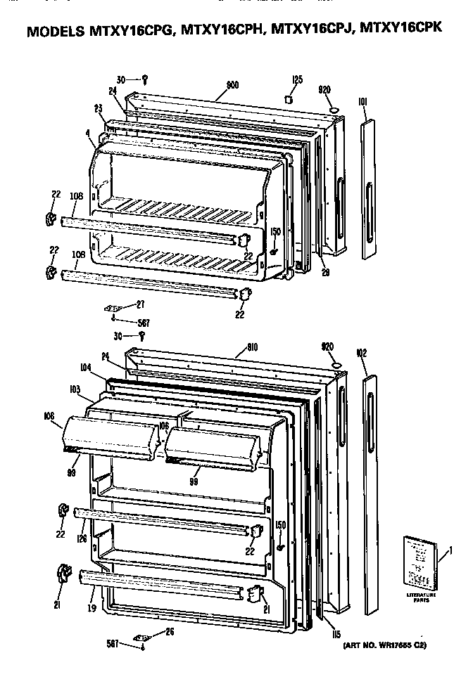 GE MTXY16CPJRAD doors diagram