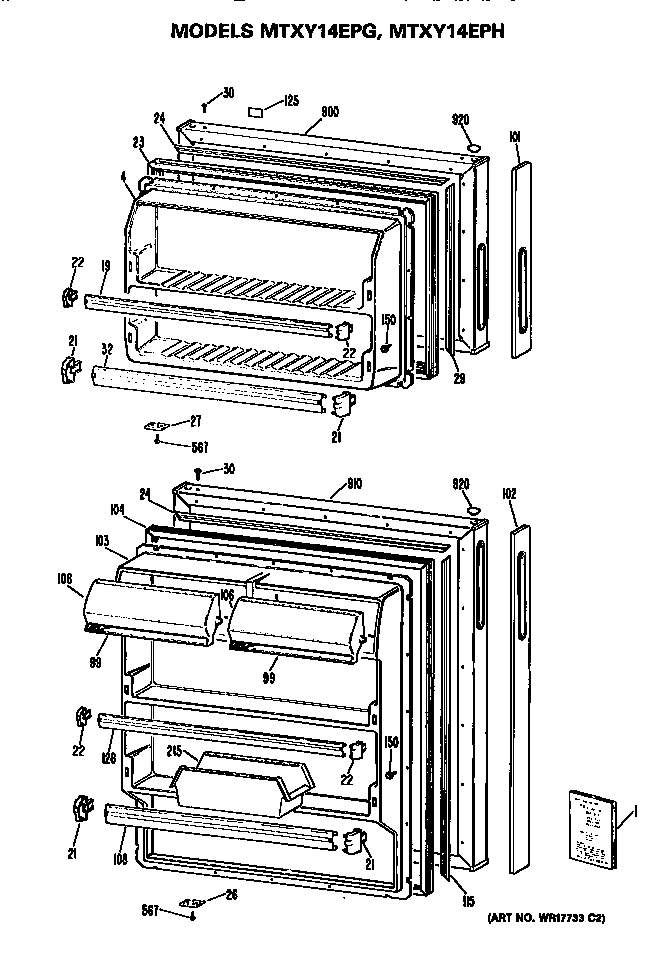 GE MTXY14EPHRHA doors diagram