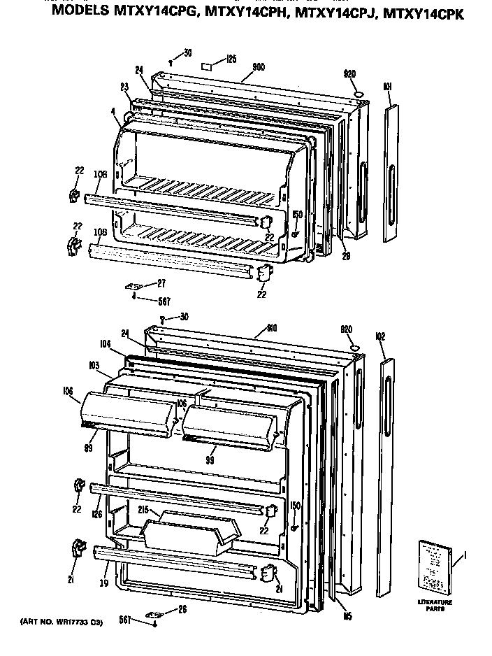 GE MTXY14CPHRAD doors diagram
