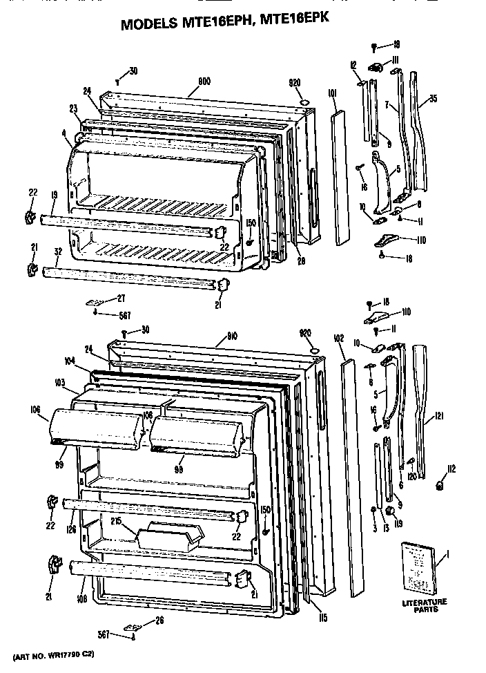 GE MTE16EPHRAD doors diagram