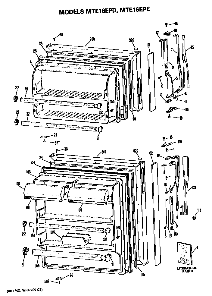 GE MTE16EPERAD doors diagram