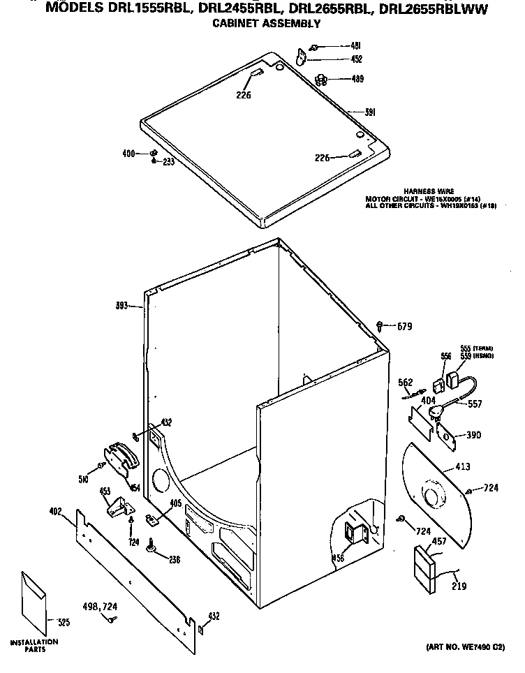 GE DRL2455RBL cabinet diagram