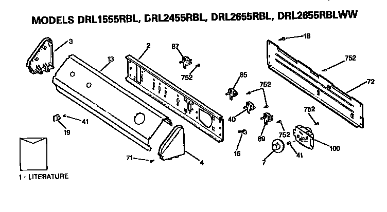 GE DRL2455RBL backsplash diagram