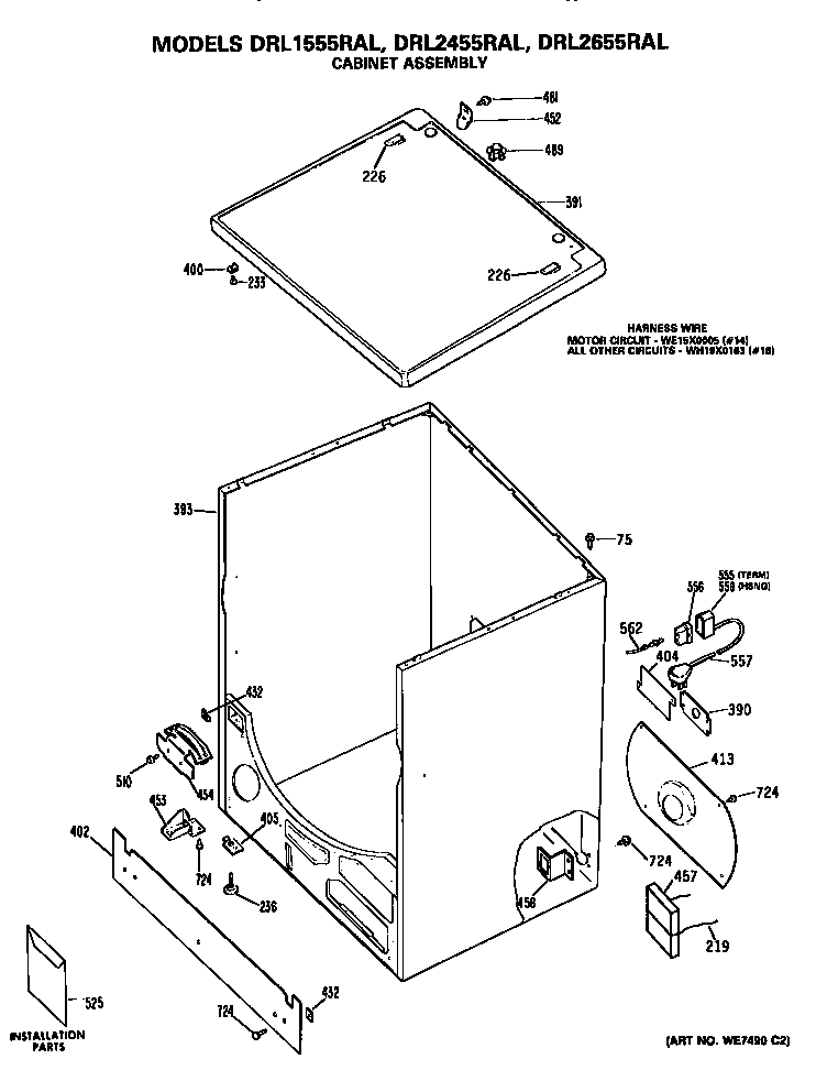 GE DRL2455RAL cabinet diagram