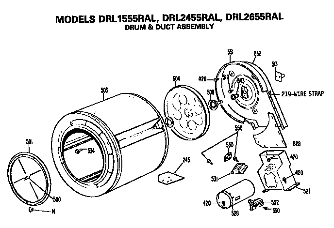 GE DRL2455RAL drum and duct diagram