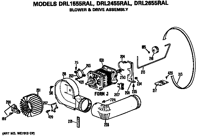 GE DRL2455RAL blower and drive diagram