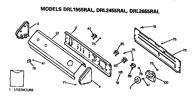 GE DRL2455RAL backsplash diagram