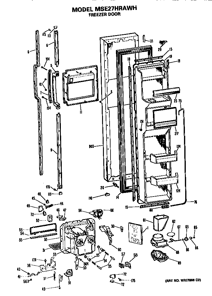 GE MSE27HRAWH freezer door diagram