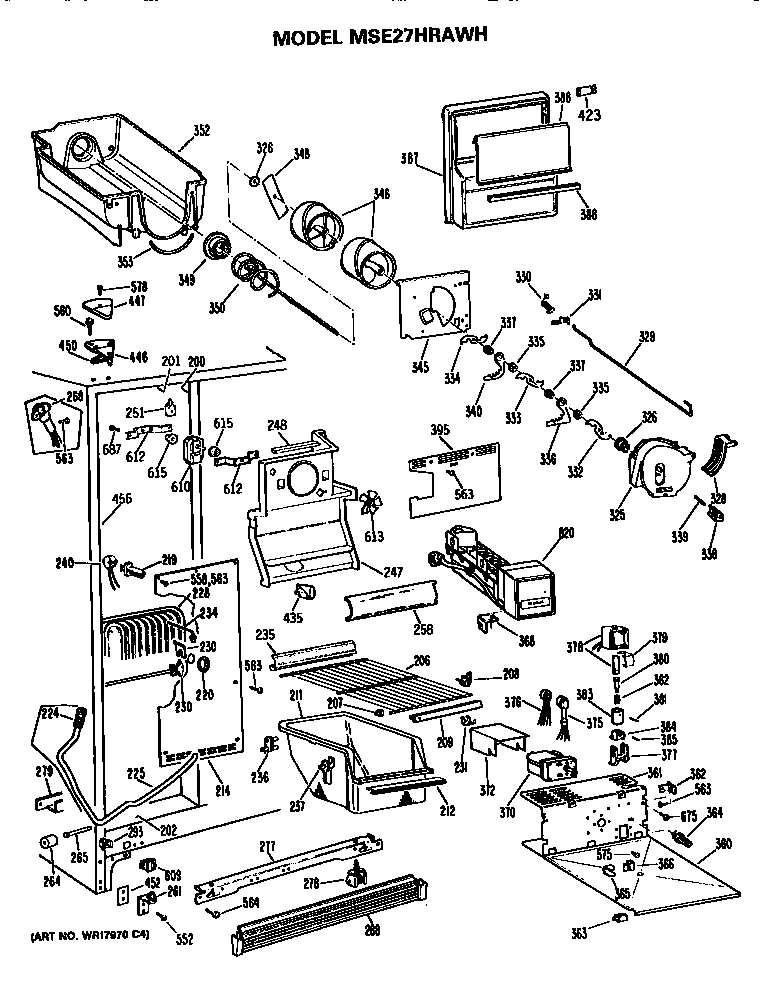 GE MSE27HRAWH freezer section diagram