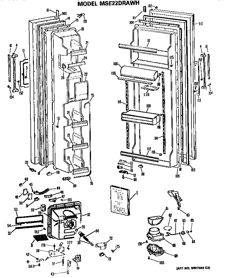 GE MSE22DRAWH doors diagram
