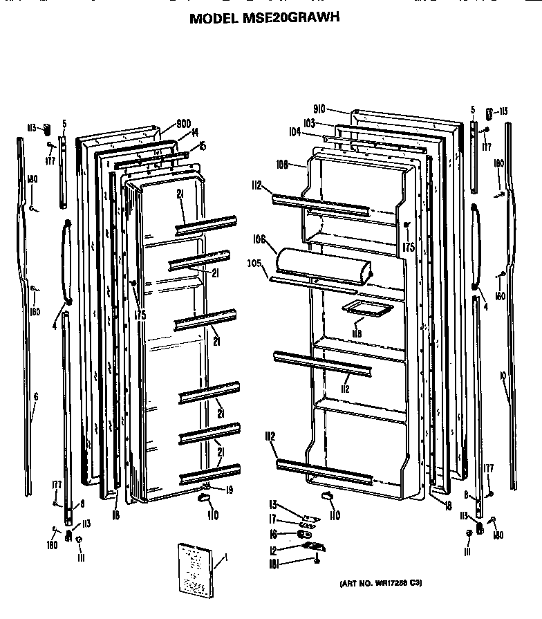 GE MSE20GRAWH doors diagram