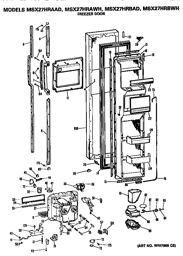 GE MSX27HRBWH freezer door diagram