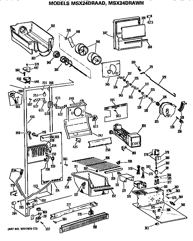 GE MSX24DRAWH freezer section diagram