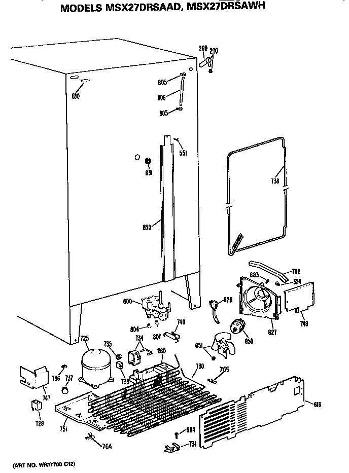 GE MSX27DRSAWH unit diagram