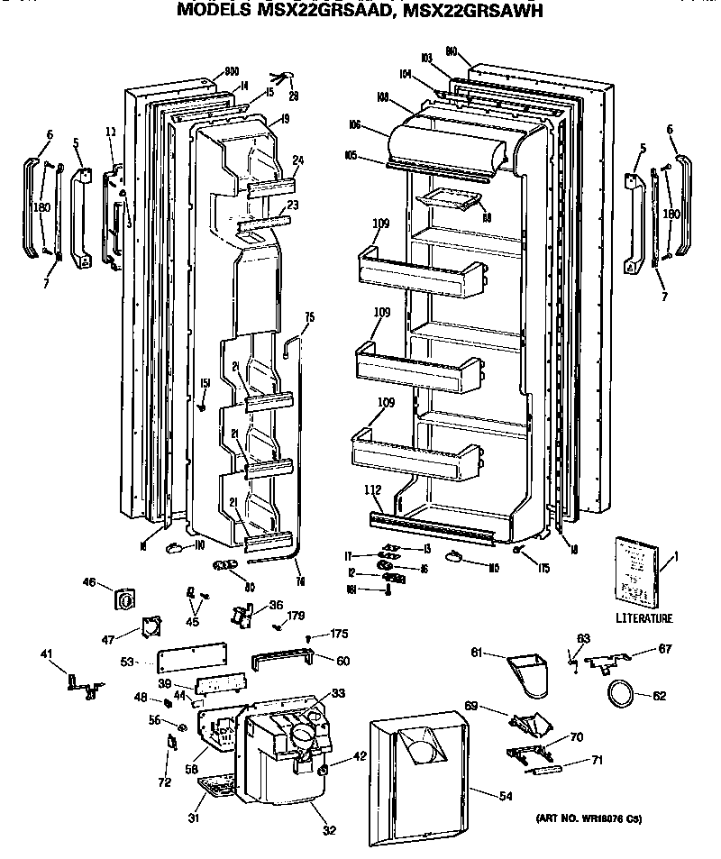 GE MSX22GRSAWH doors diagram