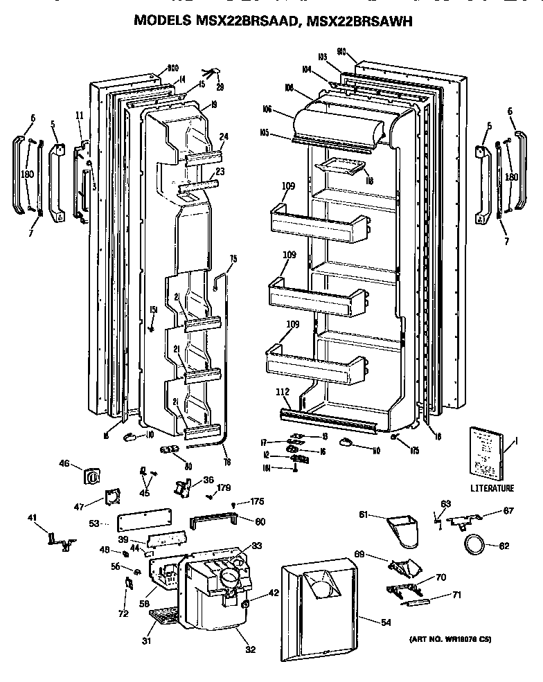 GE MSX22BRSAAD doors diagram