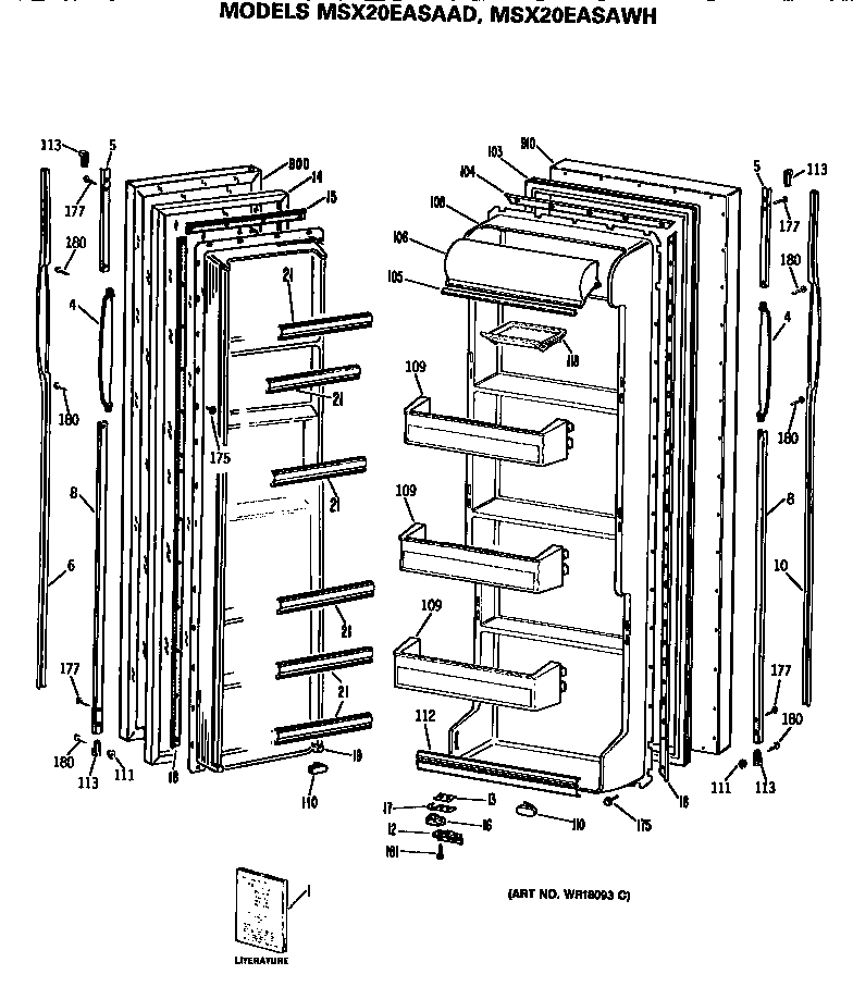 GE MSX20EASAWH doors diagram
