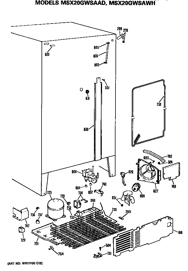 GE MSX20GWSAAD unit diagram