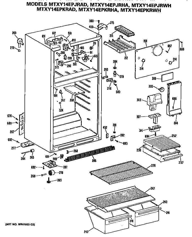 GE MTXY14EPKRHA cabinet diagram