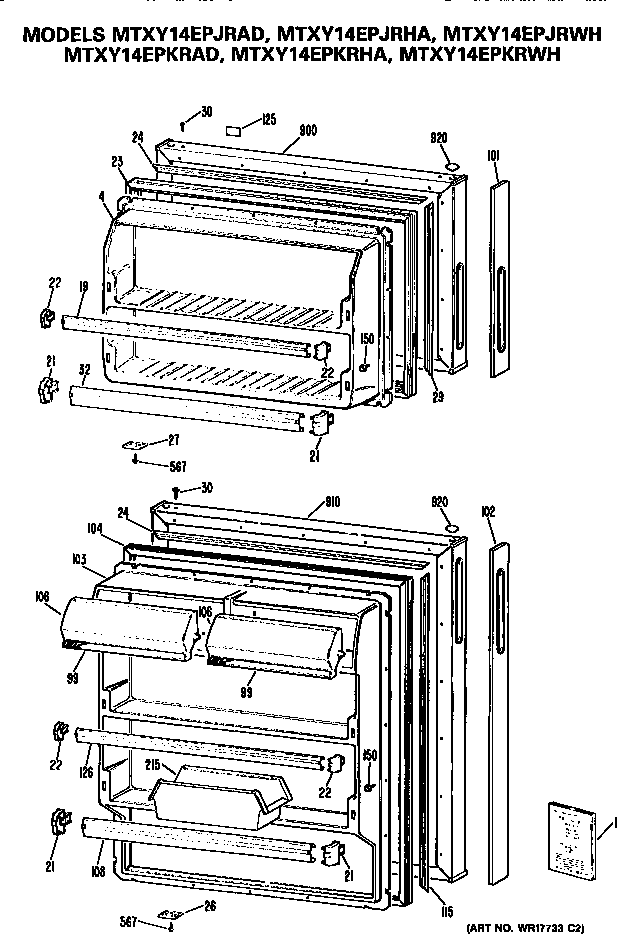 GE MTXY14EPKRHA doors diagram