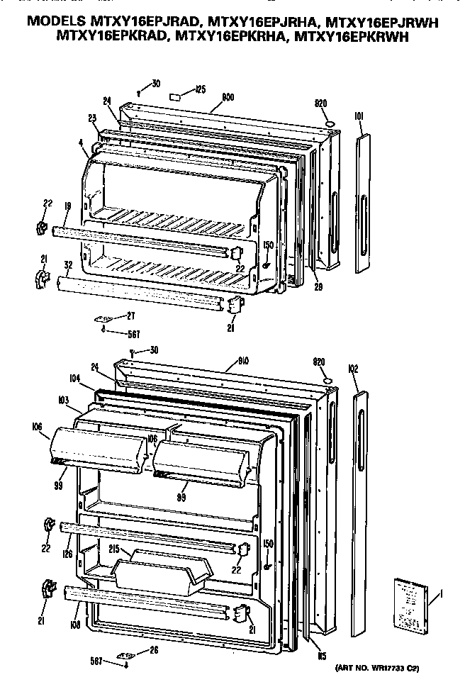 GE MTXY16EPKRAD doors diagram