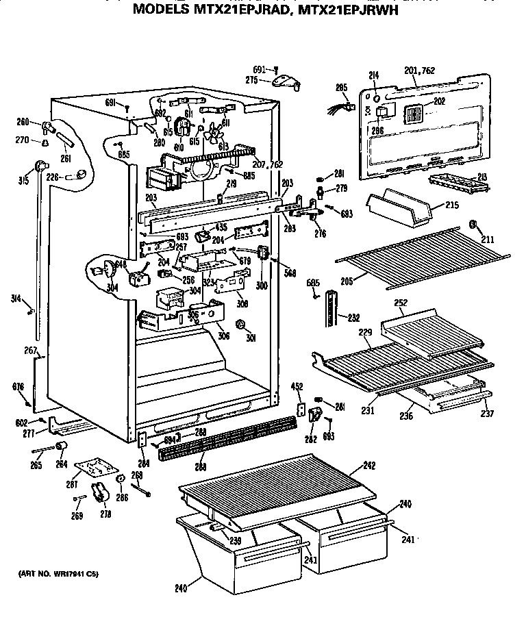 GE MTX21EPJRAD cabinet diagram