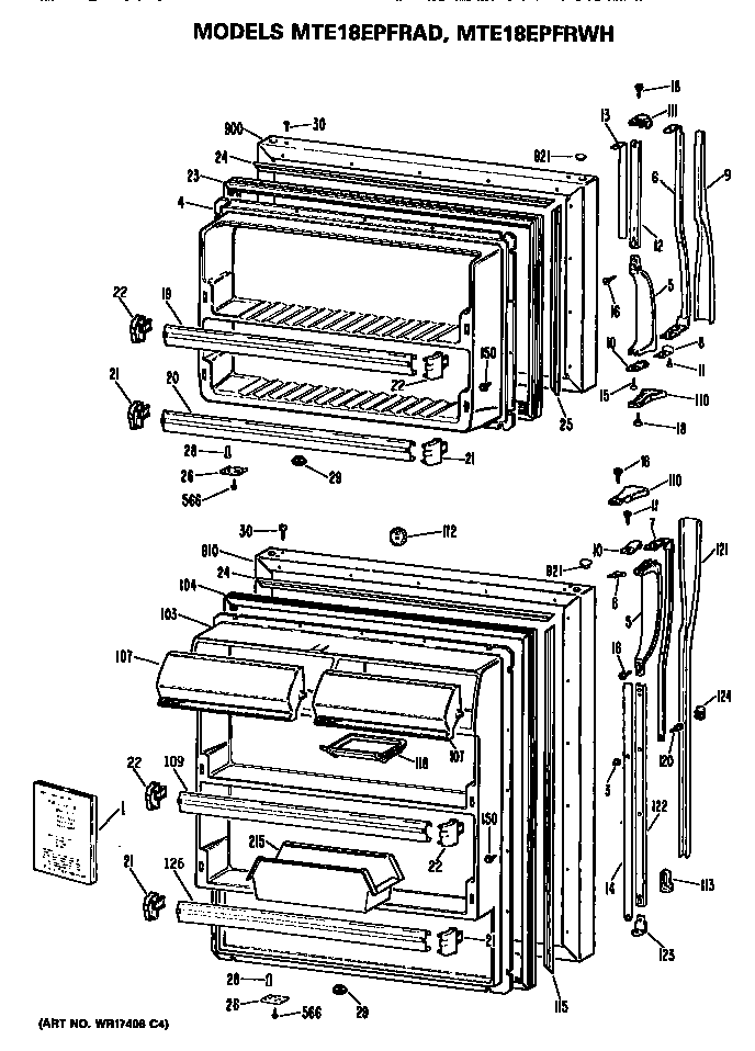 GE MTE18EPFRAD doors diagram