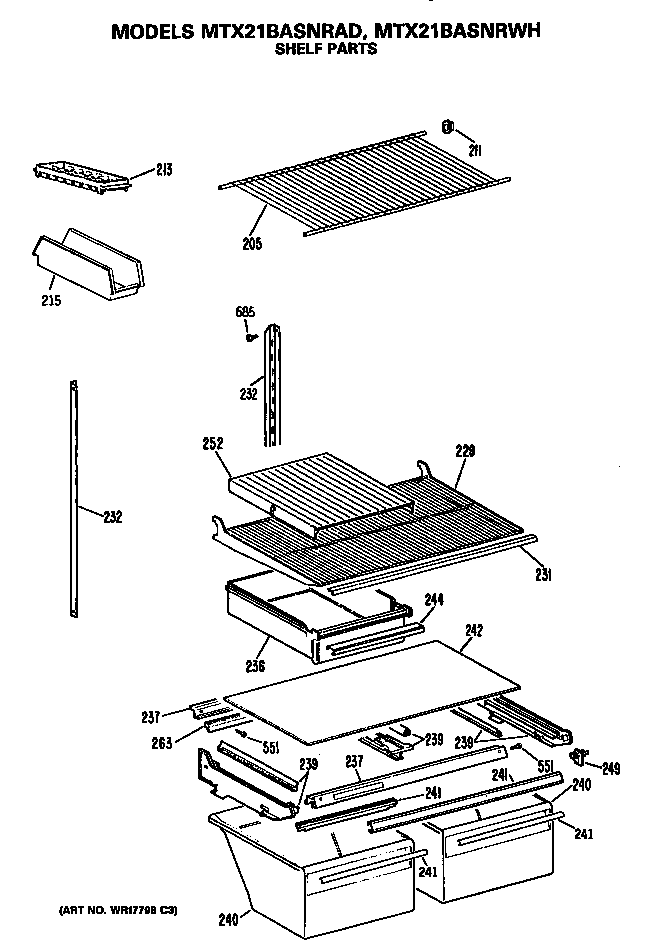 GE MTX21BASNRWH shelfs diagram