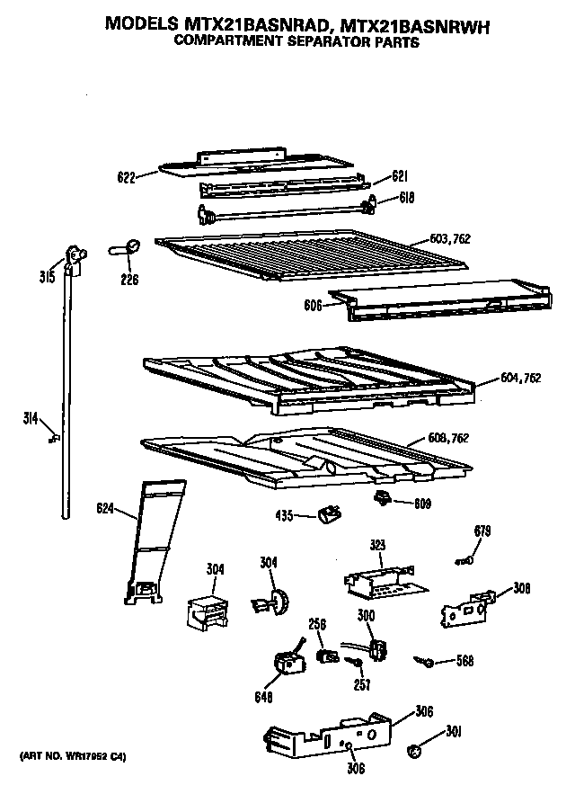 GE MTX21BASNRWH compartment separator diagram
