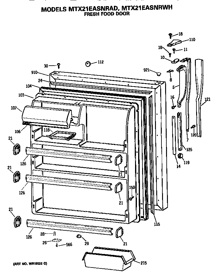 GE MTX21EASNRAD fresh food door diagram