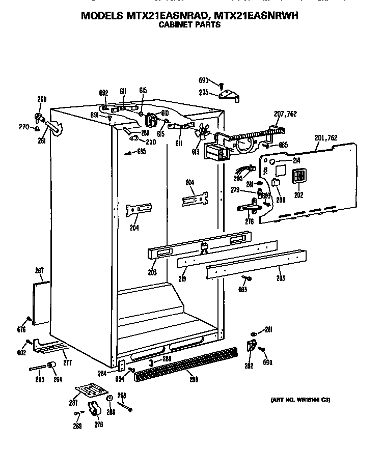 GE MTX21EASNRAD cabinet diagram