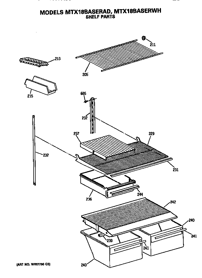 GE MTX18BASERWH shelfs diagram