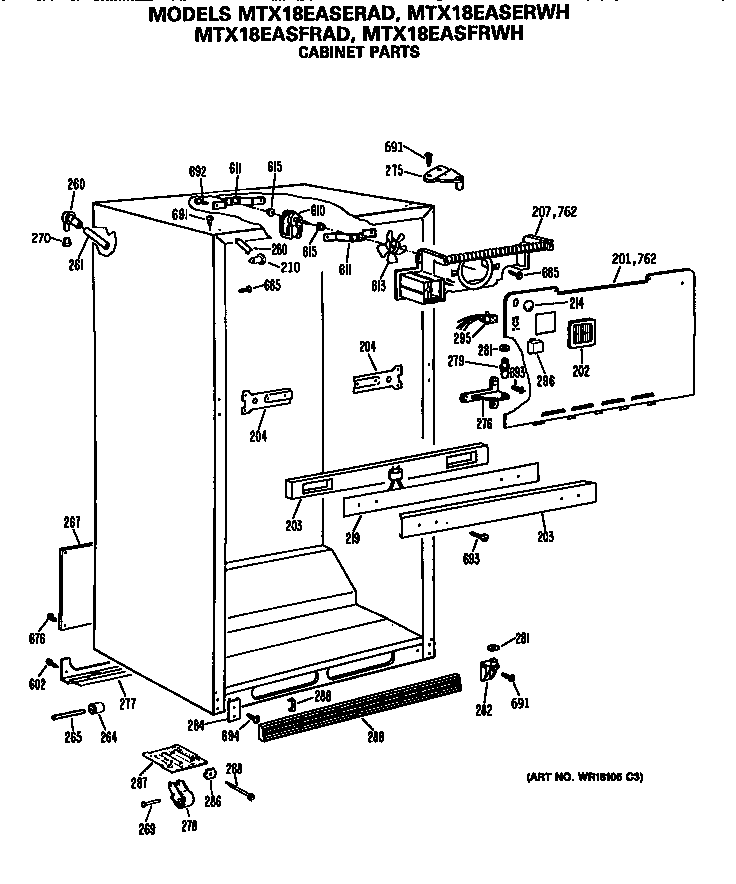 GE MTX18EASFRWH cabinet diagram