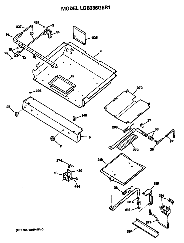 GE LGB336GER1 burner assembly diagram