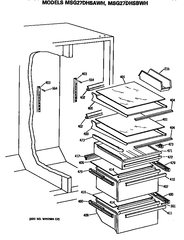 GE MSG27DHSAWH shelfs diagram